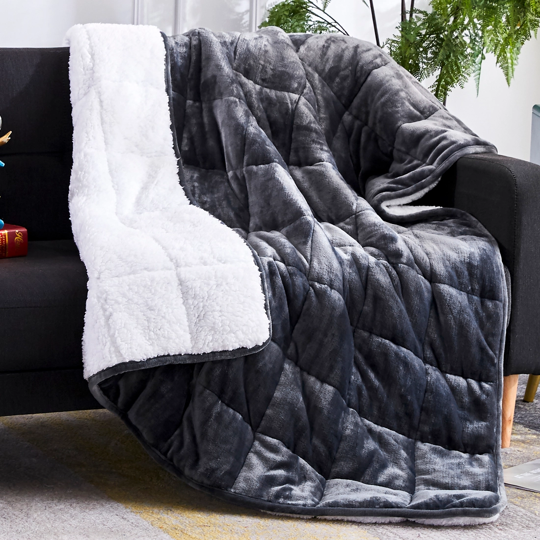 Velvet Sherpa Weighted Throw Blanket - 12 lbs.