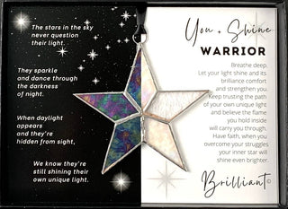 You + Shine: Warrior Handmade Stained Glass Star Ornament