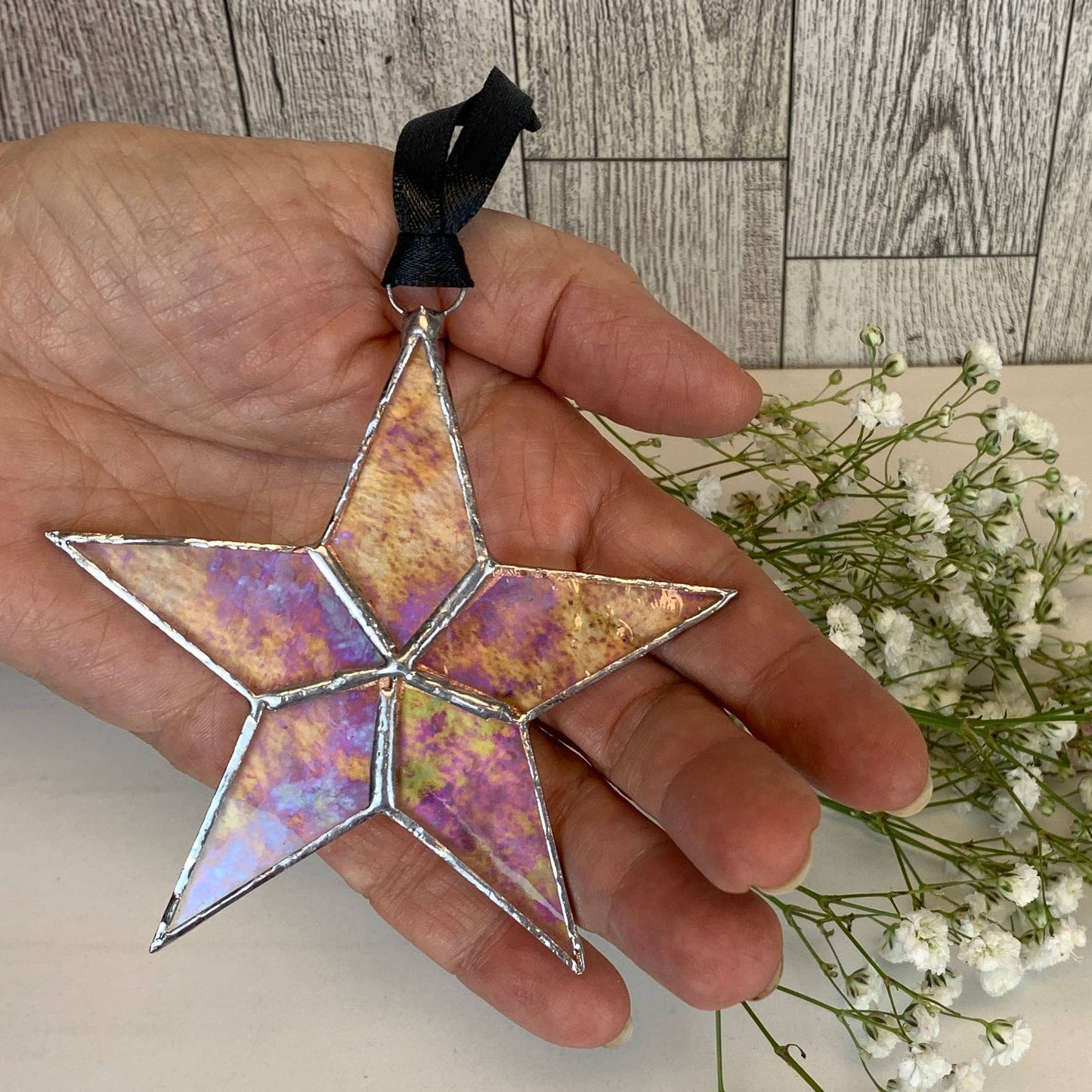 You + Shine: Warrior Handmade Stained Glass Star Ornament