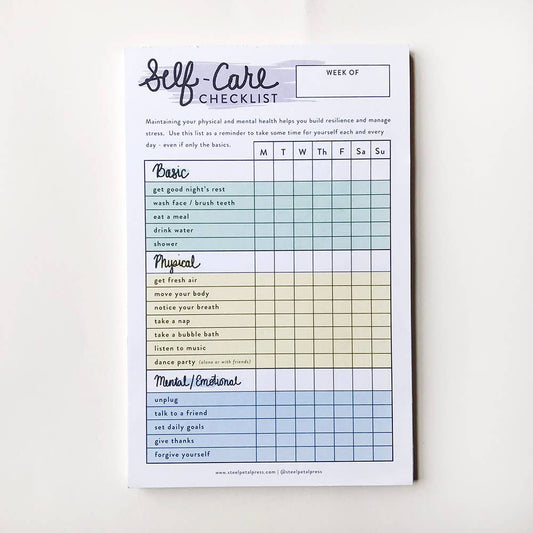 Self Care Checklist Tracker Notepad